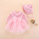 Baby Girls Clothes with big bow Newborn Embroidery Baby Infant Girls Bodysuits+hat Outfits Party clothing set 3 Color 0-12M