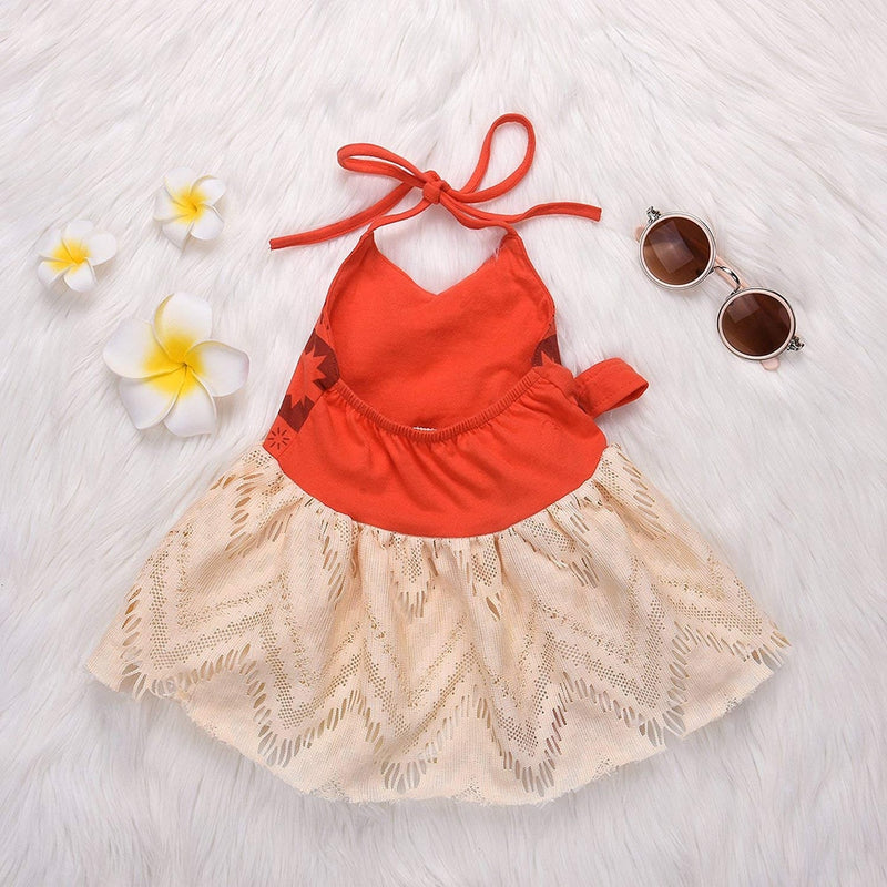 Baby Girls Moana Summer Dress Kids Tutu Bow Beach Sundress Toddler